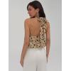 image:imageMakeMeChic Womens Polka Dots Halter Crop Tops Metal Open Back Sleeveless Going Out TopTie Dye Green