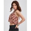image:imageMakeMeChic Womens Polka Dots Halter Crop Tops Metal Open Back Sleeveless Going Out TopTie Dye Red