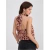 image:imageMakeMeChic Womens Polka Dots Halter Crop Tops Metal Open Back Sleeveless Going Out TopTie Dye Red