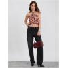 image:imageMakeMeChic Womens Polka Dots Halter Crop Tops Metal Open Back Sleeveless Going Out TopTie Dye Red