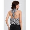image:imageMakeMeChic Womens Polka Dots Halter Crop Tops Metal Open Back Sleeveless Going Out TopZebra Black
