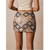 image:imageMakeMeChic Womens Sparkly Sequin Mini Skirt Y2k Low Rise Glitter Rave Micro Skirt with Shorts UnderneathBeige Boho
