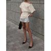 image:imageMakeMeChic Womens Summer Asymmetrical Tops Dolman Sleeve Blouse One Shoulder Split Hem Dressy Blouse ShirtApricot