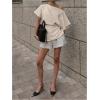 image:imageMakeMeChic Womens Summer Asymmetrical Tops Dolman Sleeve Blouse One Shoulder Split Hem Dressy Blouse ShirtApricot