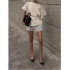 image:imageMakeMeChic Womens Summer Asymmetrical Tops Dolman Sleeve Blouse One Shoulder Split Hem Dressy Blouse ShirtApricot