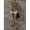 image:imageMakeMeChic Womens Summer Asymmetrical Tops Dolman Sleeve Blouse One Shoulder Split Hem Dressy Blouse ShirtArmy Green