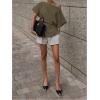 image:imageMakeMeChic Womens Summer Asymmetrical Tops Dolman Sleeve Blouse One Shoulder Split Hem Dressy Blouse ShirtArmy Green