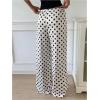 image:imageMakeMeChic Womens Summer Satin Silk Pants Casual Flowy Pants Beach Vacation Wide Leg PantsWhite Polka Dots