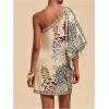 image:imageMakeMeChic Womens Summer Tropical Mini Dress Floral One Shoulder Sundress Beach Vacation Short DressApricot
