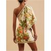 image:imageMakeMeChic Womens Summer Tropical Mini Dress Floral One Shoulder Sundress Beach Vacation Short DressMulticolor