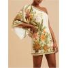 image:imageMakeMeChic Womens Summer Tropical Mini Dress Floral One Shoulder Sundress Beach Vacation Short DressMulticolor