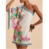 image:imageMakeMeChic Womens Summer Tropical Mini Dress Floral One Shoulder Sundress Beach Vacation Short DressMulticolor B