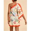 image:imageMakeMeChic Womens Summer Tropical Mini Dress Floral One Shoulder Sundress Beach Vacation Short DressMulticolor E
