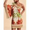 image:imageMakeMeChic Womens Summer Tropical Mini Dress Floral One Shoulder Sundress Beach Vacation Short DressMulticolor Red