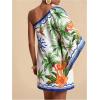 image:imageMakeMeChic Womens Summer Tropical Mini Dress Floral One Shoulder Sundress Beach Vacation Short DressMulticolor Tropical