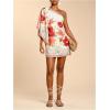 image:imageMakeMeChic Womens Summer Tropical Mini Dress Floral One Shoulder Sundress Beach Vacation Short DressRed