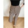 image:imageMakeMeChic Womens Work Dressy Pants Office Business Fall Straight Leg Zip Fly TrousersBrown