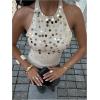 image:imageMakeMeChic Womens Y2K Sequin Halter Tank Top Going Out Sparkly Knit Cami Shirts Summer Sexy Sleeveless Tops