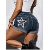 image:imageMakeMeChic Womens Y2K Summer Star Print Drop Low Rise Denim Shorts JeansDark Wash