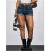 image:imageMakeMeChic Womens Y2K Summer Star Print Drop Low Rise Denim Shorts JeansDark Wash
