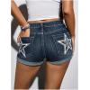 image:imageMakeMeChic Womens Y2K Summer Star Print Drop Low Rise Denim Shorts JeansDark Wash