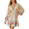 image:imageMakeMeChic Womens Deep V Neck Mini Dress Summer Beach Vacation Backless Dresses Casual SundressMulticolor