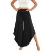 image:imageMakeMeChic Womens Elastic Waisted Ruffled Pants Fall Palazzo Pants Streetwear TrousersBlack