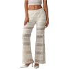 image:imageMakeMeChic Womens Lace Ruffle Layered Vacation Beach Pants Drawstring Waist Mesh Wide Leg Pants Boho TrousersApricot