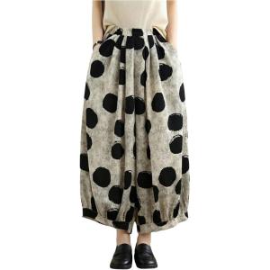 image:imageMakeMeChic Womens Plus Size Polka Dots Baggy Pants Elastic Waist Casual Daily TrousersMulticolor