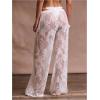 image:imageMakeMeChic Womens Beach Cover Up Pants Floral Lace Mesh Sheer Elastic Waist Bathing Suit Beach PantsWhite