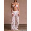 image:imageMakeMeChic Womens Beach Cover Up Pants Floral Lace Mesh Sheer Elastic Waist Bathing Suit Beach PantsWhite