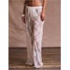 image:imageMakeMeChic Womens Beach Cover Up Pants Floral Lace Mesh Sheer Elastic Waist Bathing Suit Beach PantsWhite