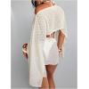 image:imageMakeMeChic Womens Beach Vacation Outfits Sheer Swimsuit Cover Up Poncho Top Skirt SetApricot Sheer
