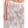 image:imageMakeMeChic Womens Boho Floral Crochet Wide Leg Pants Sheer Hollow Out Beach Vacation TrousersWhite