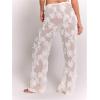 image:imageMakeMeChic Womens Boho Floral Crochet Wide Leg Pants Sheer Hollow Out Beach Vacation TrousersWhite