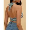 image:imageMakeMeChic Womens Boho Halter Top Tie Front Backless Floral Summer Beach Vacation Bandana TopsGreen