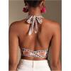 image:imageMakeMeChic Womens Boho Halter Top Tie Front Backless Floral Summer Beach Vacation Bandana TopsRed