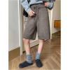 image:imageMakeMeChic Womens Fall Knitted Shorts Y2K Drawstring Knee Length Shorts Straight Leg StreetwearGrey