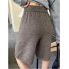 image:imageMakeMeChic Womens Fall Knitted Shorts Y2K Drawstring Knee Length Shorts Straight Leg StreetwearGrey
