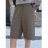 image:imageMakeMeChic Womens Fall Knitted Shorts Y2K Drawstring Knee Length Shorts Straight Leg StreetwearGrey