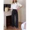 image:imageMakeMeChic Womens Fall Y2K Polka Dots Pants Elastic Waisted Straight Leg TrousersBlack