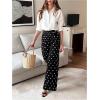 image:imageMakeMeChic Womens Fall Y2K Polka Dots Pants Elastic Waisted Straight Leg TrousersBlack