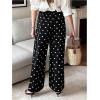 image:imageMakeMeChic Womens Fall Y2K Polka Dots Pants Elastic Waisted Straight Leg TrousersBlack