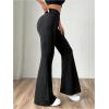 image:imageMakeMeChic Womens Flared Pants High Waisted Yoga Leggings Tummy Control Stretchy Bell ButtomBlack