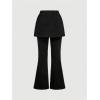 image:imageMakeMeChic Womens High Waist Leggings Bell Bottom Flared Pants with SkirtBlack