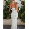 image:imageMakeMeChic Womens Hollow Out Cover Up Dress Tie Backless Halter Neck Sleeveless Beach Swimsuit Maxi DressesWhite