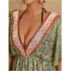 image:imageMakeMeChic Womens Plus Size Beach Cover Ups Shirt Dress Floral Half Sleeve V Neck Boho Beach DressesB