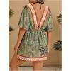 image:imageMakeMeChic Womens Plus Size Beach Cover Ups Shirt Dress Floral Half Sleeve V Neck Boho Beach DressesB