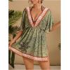 image:imageMakeMeChic Womens Plus Size Beach Cover Ups Shirt Dress Floral Half Sleeve V Neck Boho Beach DressesB