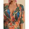 image:imageMakeMeChic Womens Plus Size Beach Cover Ups Shirt Dress Floral Half Sleeve V Neck Boho Beach DressesLight Yellow